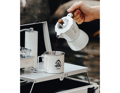 BinCoo Travel Coffee Set portable 11-piece outdoor toolbox—moka pot, cups, grinder, stove for Qatar camping & travel
