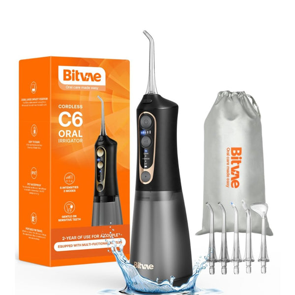 Bitvae C6 Cordless Water Dental Flosser 300ml USB Rechargeable Black Qatar