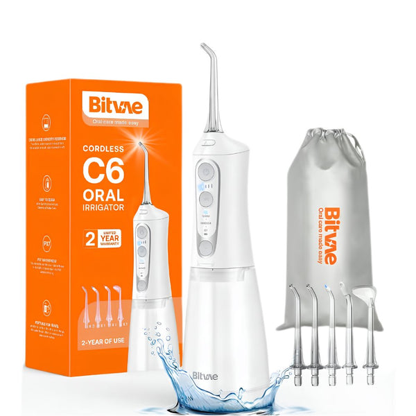 Bitvae C6 Cordless Water Dental Flosser 300ml USB Rechargeable White Qatar