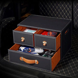 Black car storage box with large capacity, foldable design and sturdy handles Qatar