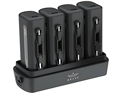 Brave 4-in-1 Power Bank Station BP-23BK with four power banks in the charging dock.