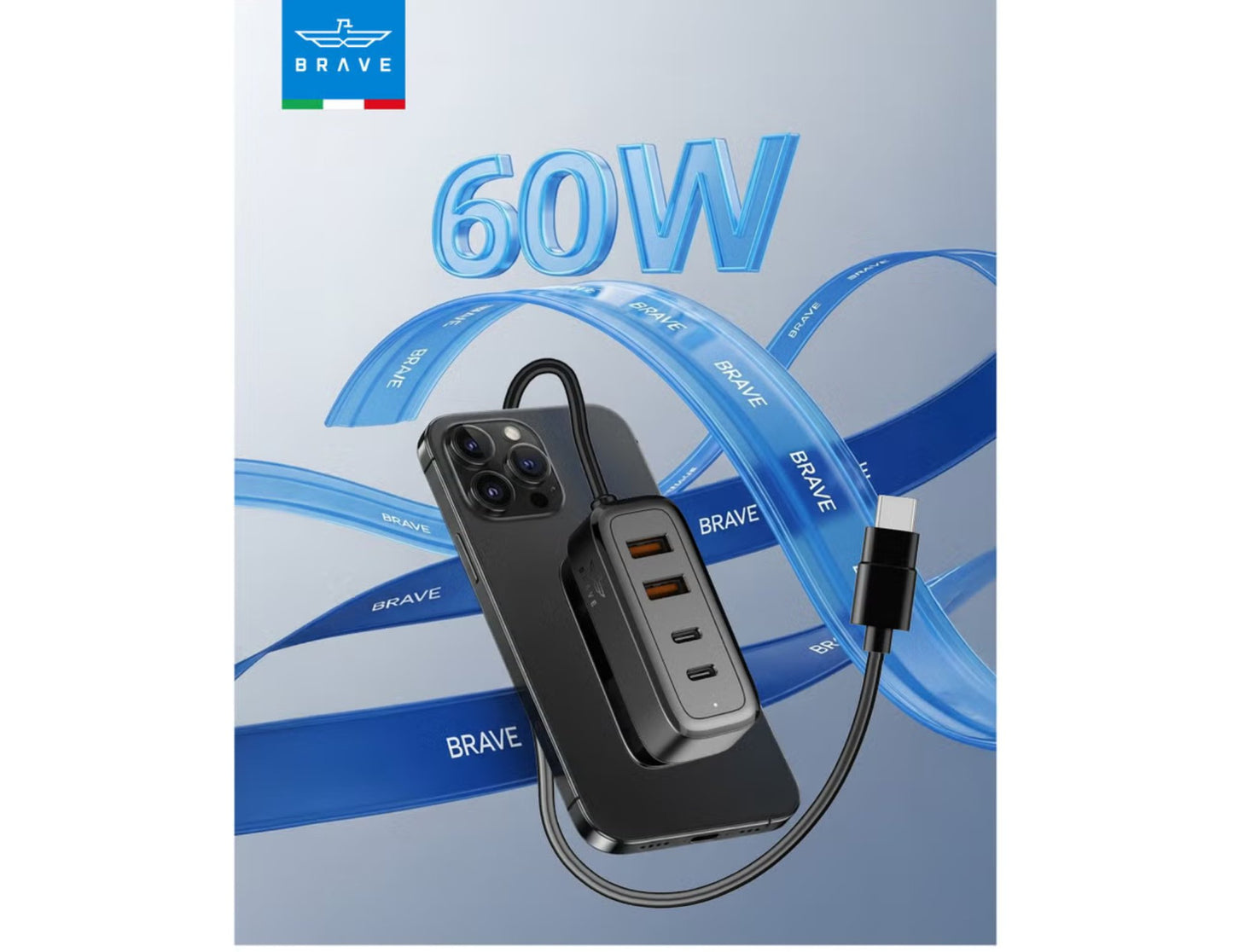 Brave 60W Fast Multi-Port Car Charger USB-C USB-A Qatar
