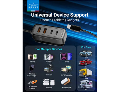 Brave 60W Fast Multi-Port Car Charger USB-C USB-A Qatar