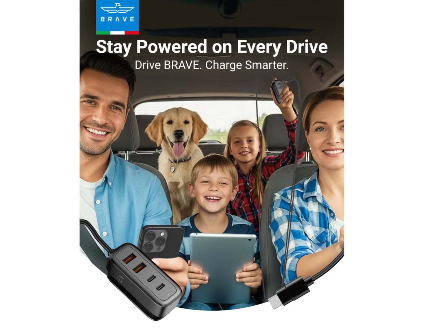 Brave 60W Fast Multi-Port Car Charger USB-C USB-A Qatar