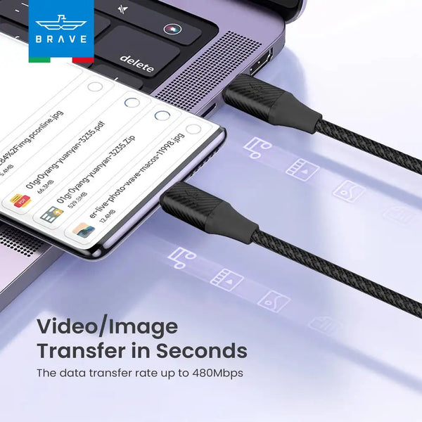 BRAVE 60W USB-C to USB-C braided fast charging cable 300CM Black BDC-55 Qatar