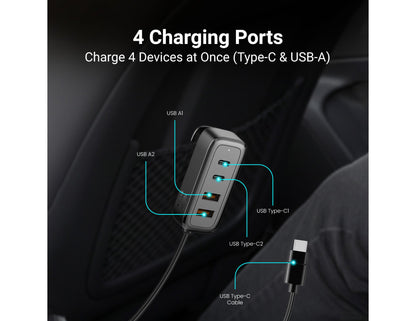 BRAVE BCC-29 60W multi-port car charger with 2 USB-C and 2 USB-A ports black