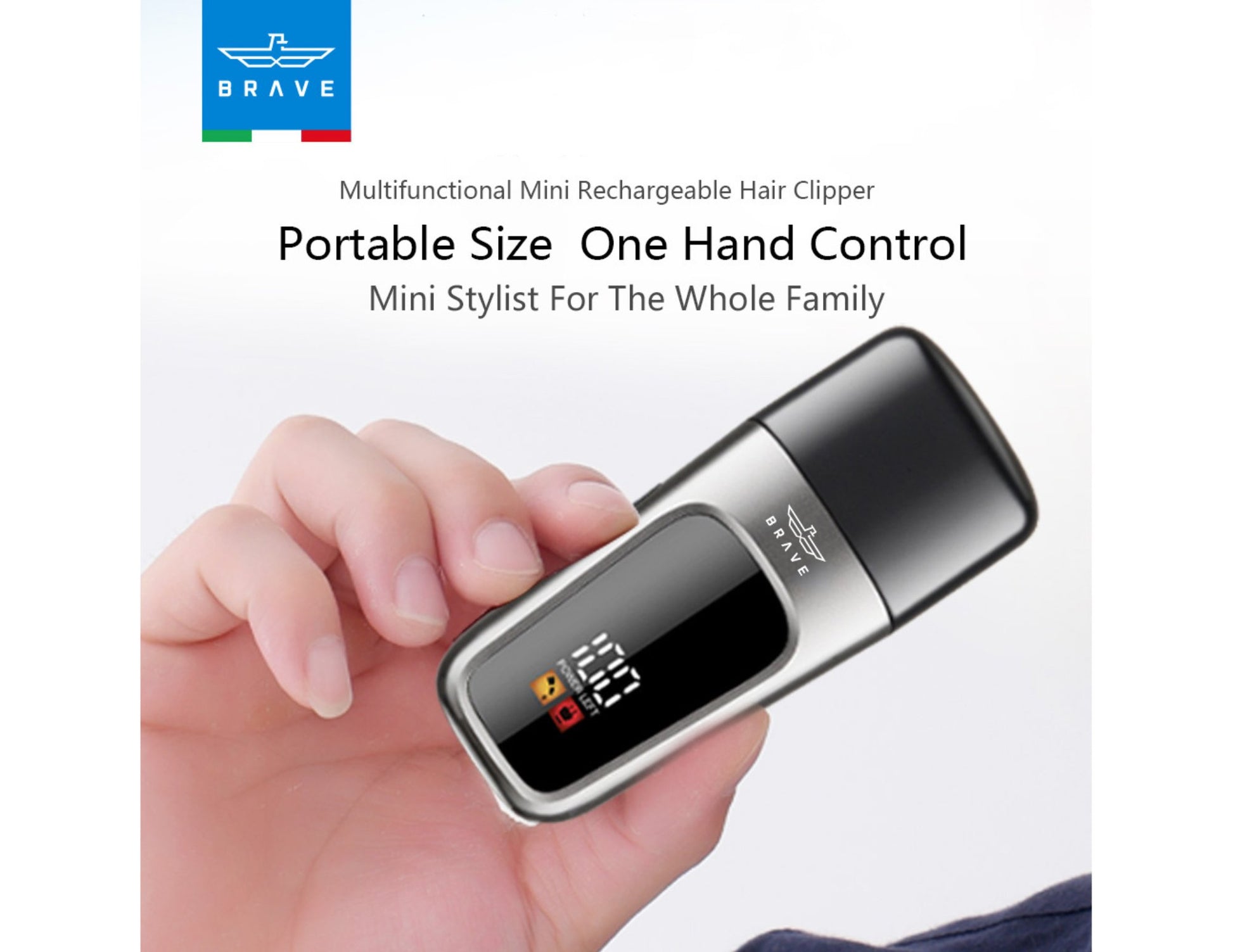 Brave BHT-01 mini hair trimmer zero-gapped T-blade LCD black