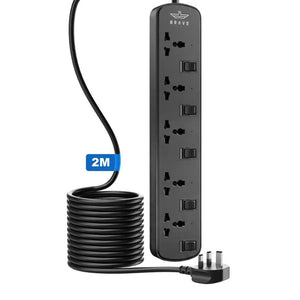 Brave BPS-05 5-way universal power strip 3250W Black with individual switches and child safety shutters Qatar