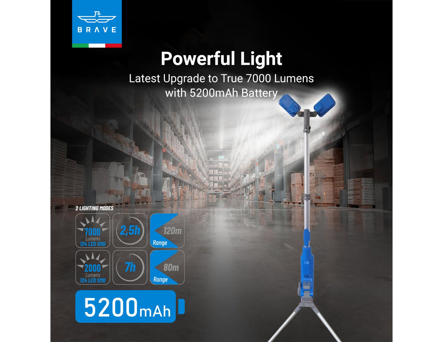 Brave BrightForce Pro Series 7000LM LED Spotlight with Adjustable Tripod Qatar