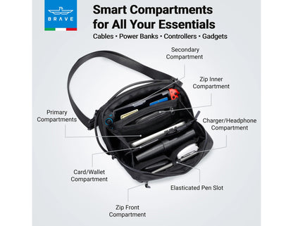 Brave BTP-06 tech pouch organizer water-resistant black travel gadget storage