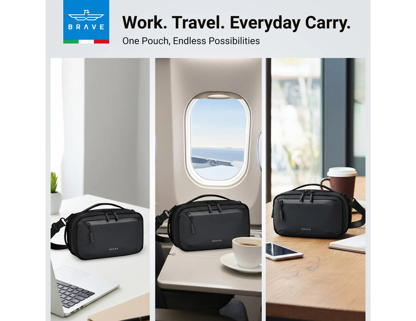 Brave BTP-06 tech pouch organizer water-resistant black travel gadget storage