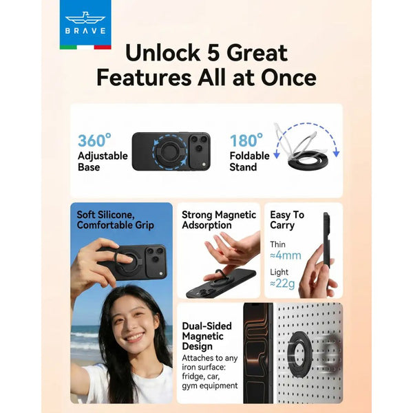 BRAVE Grip 3-in-1 Magnetic Grip and Kickstand Black BG-04BK Qatar