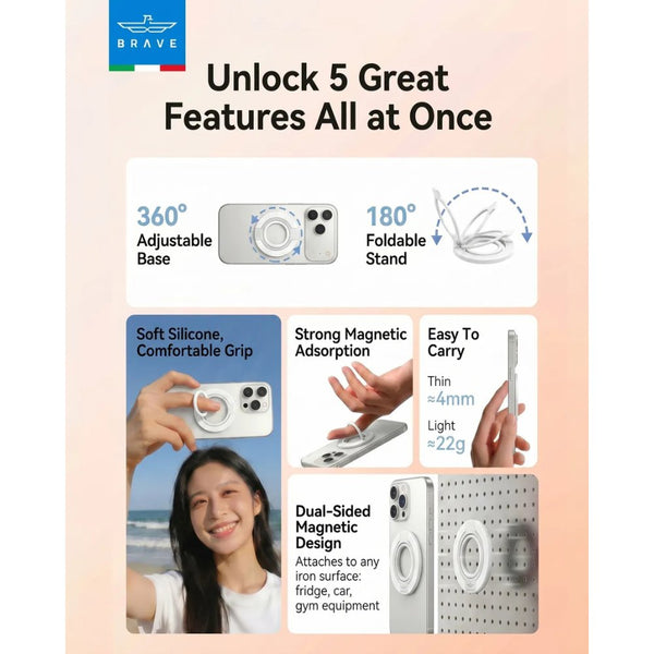 BRAVE Grip 3-in-1 Magnetic Grip and Kickstand White BG-04WH Qatar