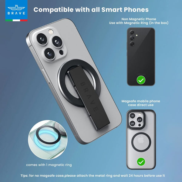 Brave Grip 3-in-1 Magnetic Phone Grip and 360° Kickstand Black BG-01B Qatar