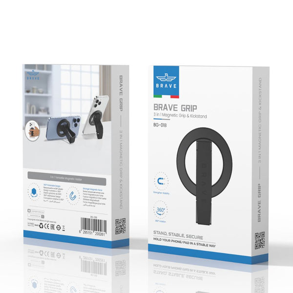 Brave Grip 3-in-1 Magnetic Phone Grip and 360° Kickstand Black BG-01B Qatar