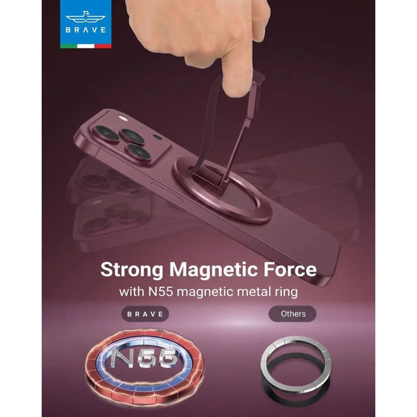 Brave Grip 3-in-1 Magnetic Phone Grip and 360° Kickstand Burgundy BG-01BR Qatar