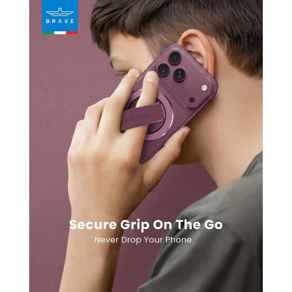 Brave Grip 3-in-1 Magnetic Phone Grip and 360° Kickstand Burgundy BG-01BR Qatar
