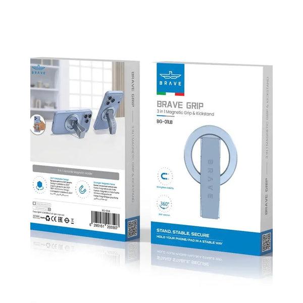 Brave Grip 3-in-1 Magnetic Phone Grip and 360° Kickstand Light Blue BG-01LB Qatar