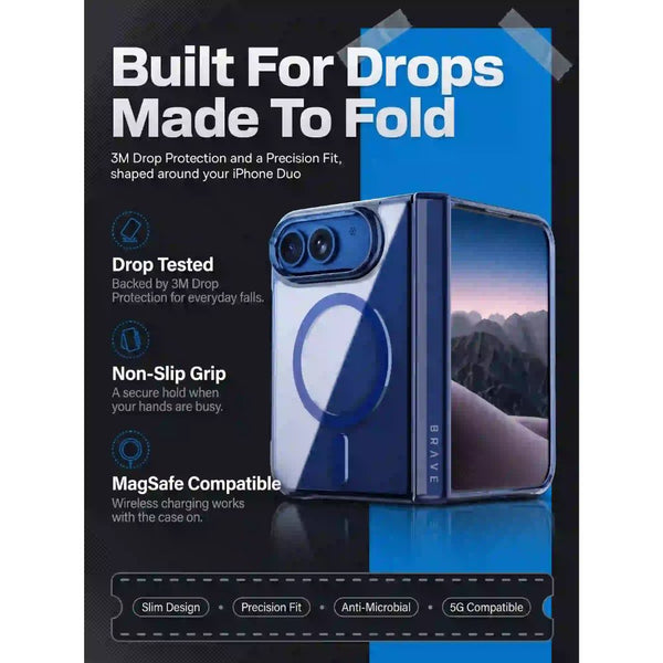 BRAVE GUARD Blue Magnetic Protective Case for iPhone Duo with MagSafe compatibility and 15ft drop protection in Qatar