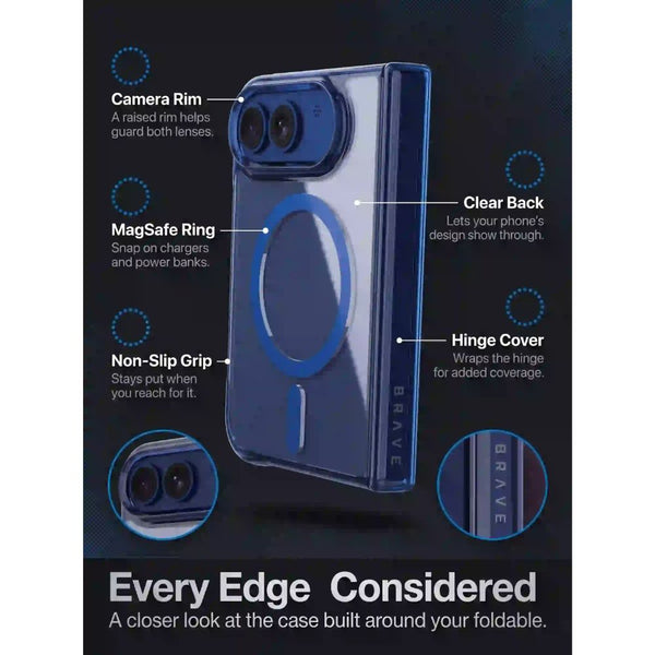 BRAVE GUARD Blue Magnetic Protective Case for iPhone Duo with MagSafe compatibility and 15ft drop protection in Qatar