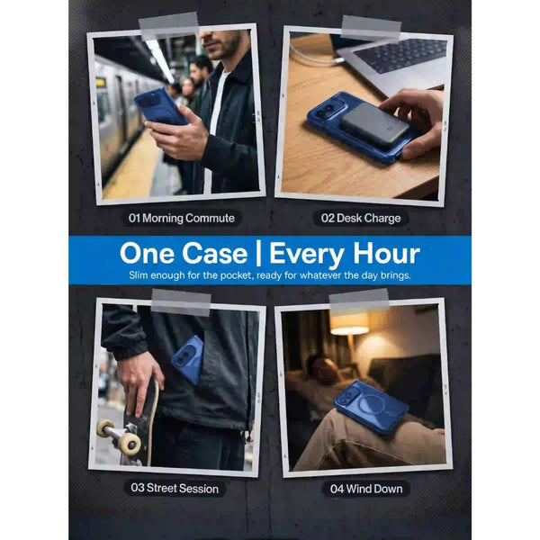 BRAVE GUARD Blue Magnetic Protective Case for iPhone Duo with MagSafe compatibility and 15ft drop protection in Qatar