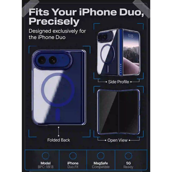 BRAVE GUARD Blue Magnetic Protective Case for iPhone Duo with MagSafe compatibility and 15ft drop protection in Qatar