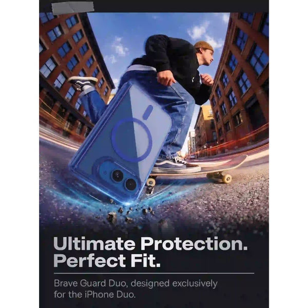 BRAVE GUARD Blue Magnetic Protective Case for iPhone Duo with MagSafe compatibility and 15ft drop protection in Qatar