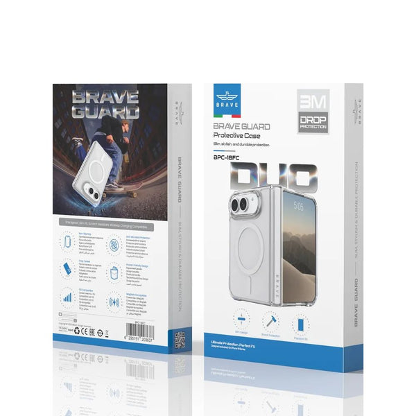 BRAVE GUARD Clear Magnetic Protective Case for iPhone Duo with MagSafe compatibility and 15ft drop protection in Qatar