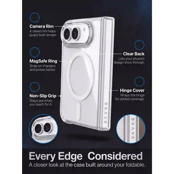 BRAVE GUARD Clear Magnetic Protective Case for iPhone Duo with MagSafe compatibility and 15ft drop protection in Qatar