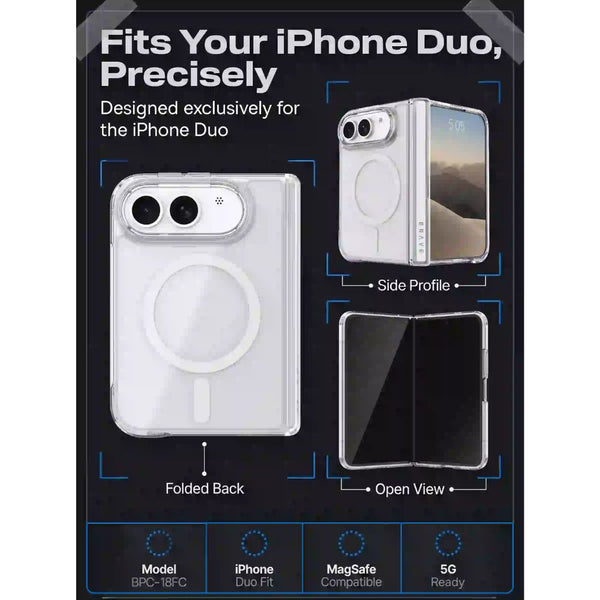 BRAVE GUARD Clear Magnetic Protective Case for iPhone Duo with MagSafe compatibility and 15ft drop protection in Qatar