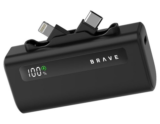 Brave Pocket Pro 5000mAh Mini Power Bank BP-22BK front view.