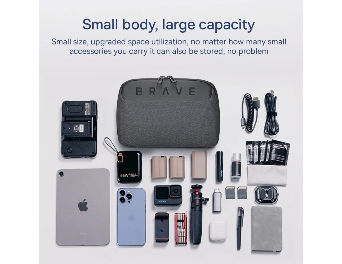 Brave Tech Pouch Organizer BTP-02 water-repellent, portable large tech organizer for travel available in Qatar