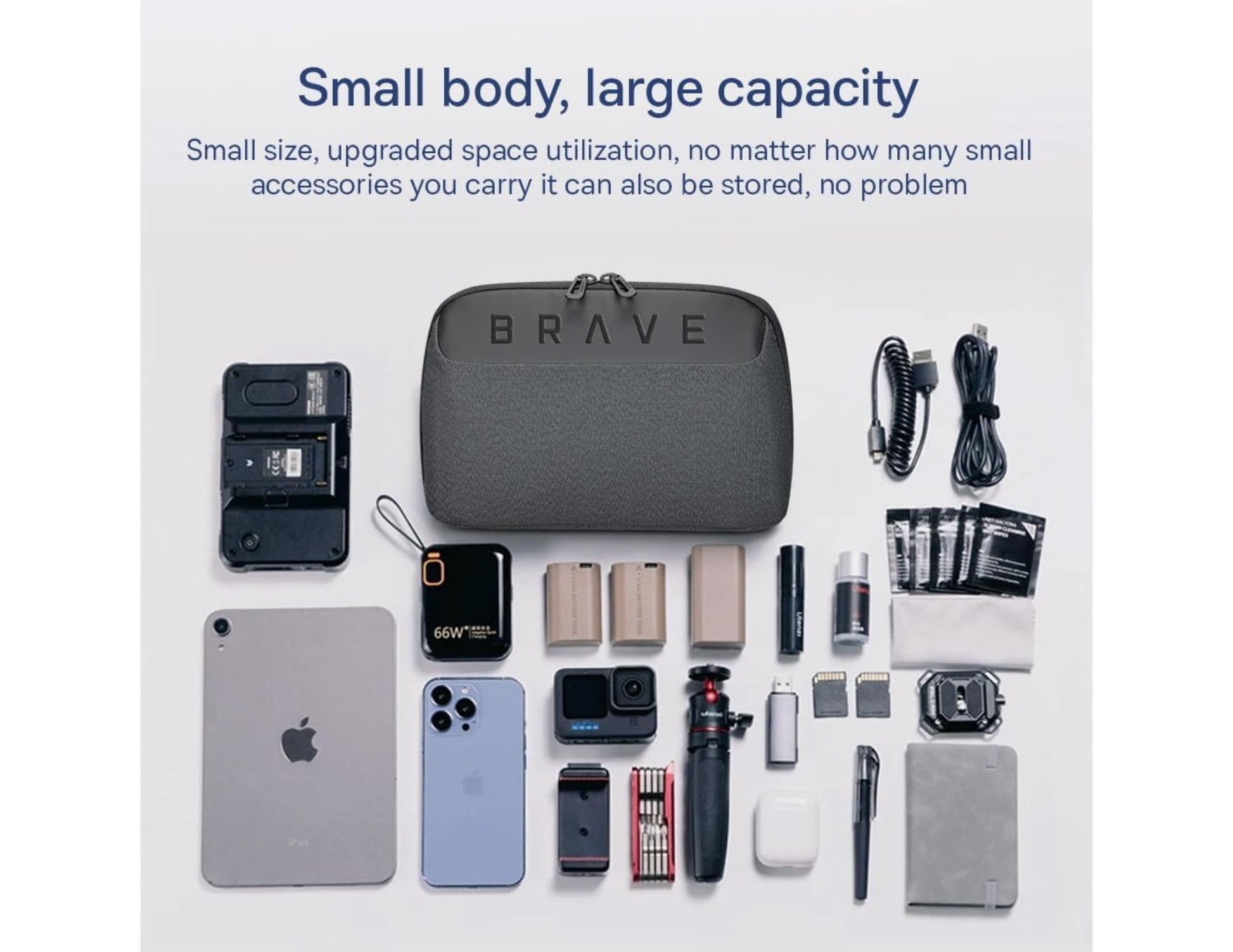 Brave Tech Pouch Organizer BTP-02 water-repellent, portable large tech organizer for travel available in Qatar