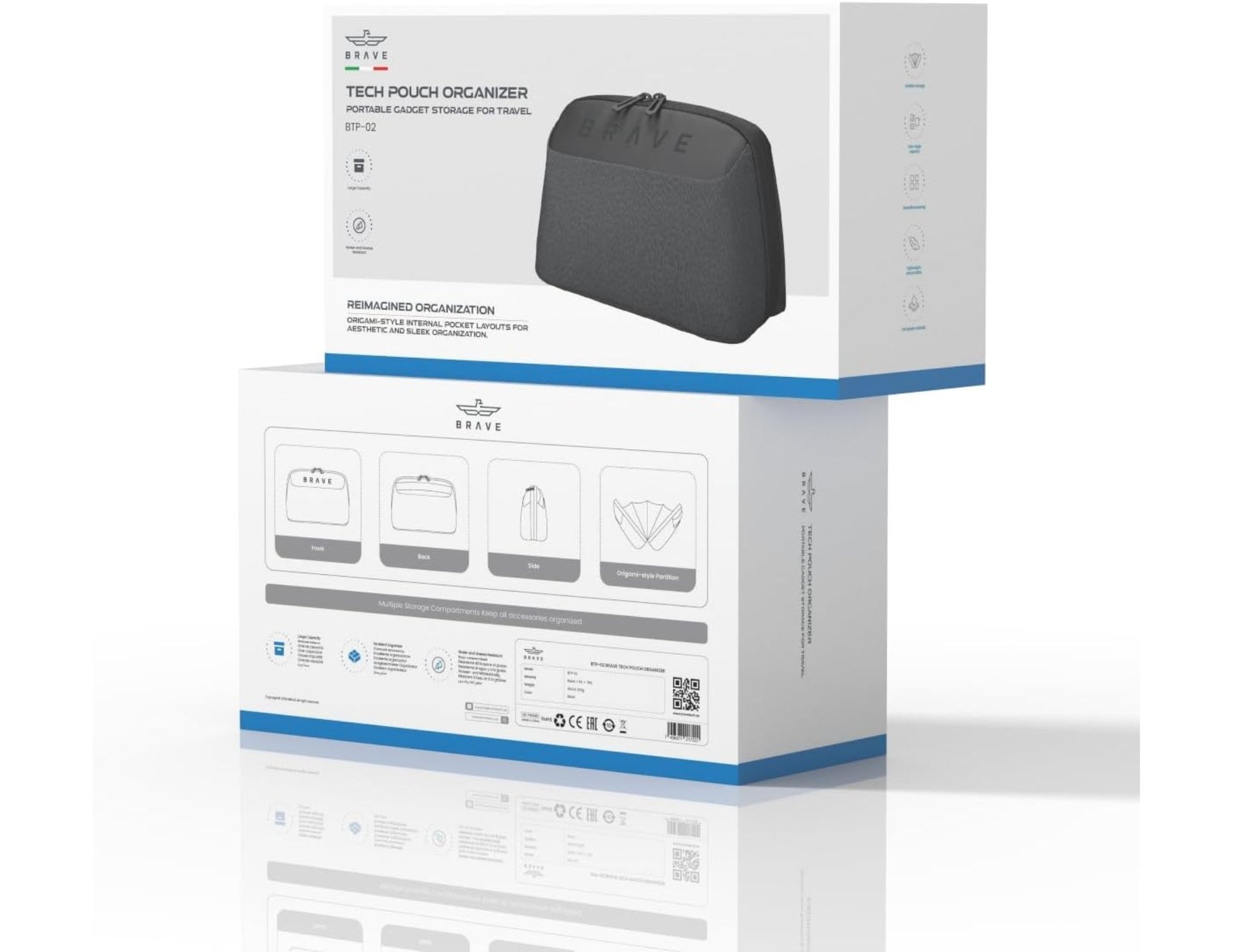 Brave Tech Pouch Organizer BTP-02 water-repellent, portable large tech organizer for travel available in Qatar