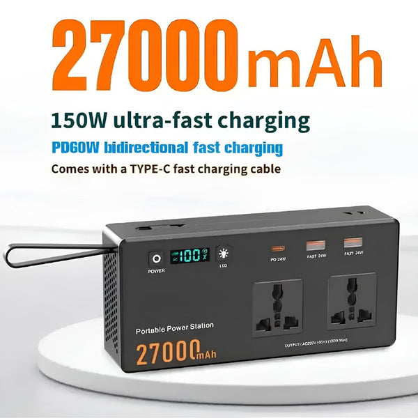 Brix 27000mAh portable power station with 150W AC output USB-C PD charging and LCD display Qatar