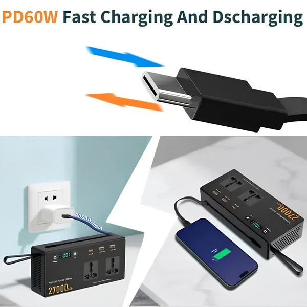 Brix 27000mAh portable power station with 150W AC output USB-C PD charging and LCD display Qatar