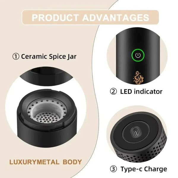 Bukhoor electric incense burner with 360 degree adjustable arm 7 aroma mist outlets and ceramic chamber Qatar