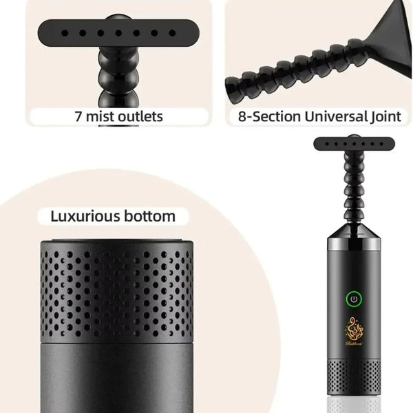 Bukhoor electric incense burner with 360 degree adjustable arm 7 aroma mist outlets and ceramic chamber Qatar