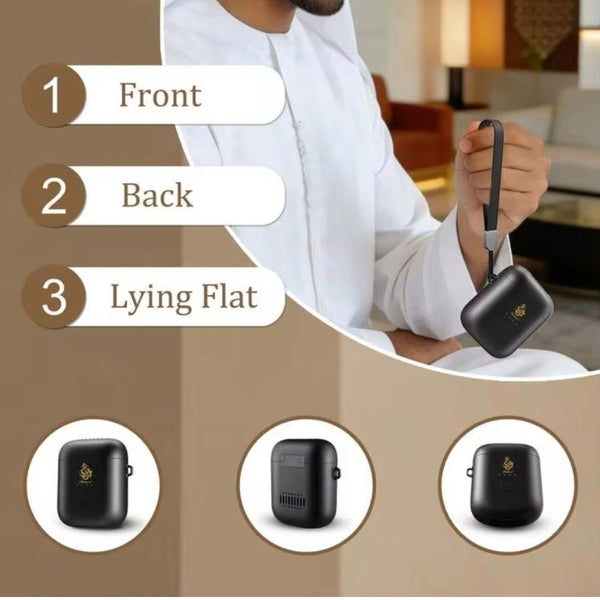 Bukhoor Mini Portable Incense Burner black refillable electric bakhoor burner for portable use in Qatar