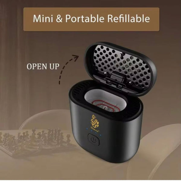 Bukhoor Mini Portable Incense Burner black refillable electric bakhoor burner for portable use in Qatar