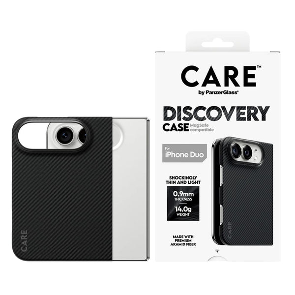 CARE by PanzerGlass Discovery Case Black and Grey with MagSafe for iPhone Duo, slim aramid fiber shock protection Qatar