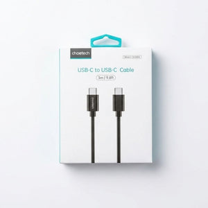 Choetech CC0004 USB-C to USB-C 60W charging cable 3M Black with safety protection Qatar