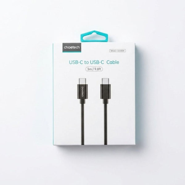 Choetech CC0004 USB-C to USB-C 60W charging cable 3M Black with safety protection Qatar