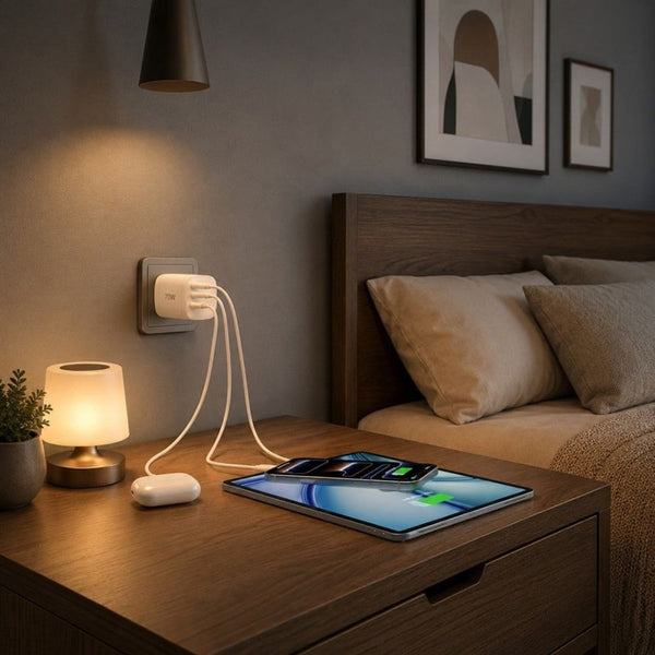 Choetech PD1008A 70W GaN USB travel charger with 2 USB-C and 1 USB-A ports White Qatar