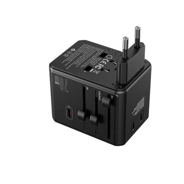 Choetech PD5064 70W 8-in-1 universal travel charger with 3 USB-C 2 USB-A and 3 AC outlets Black Qatar