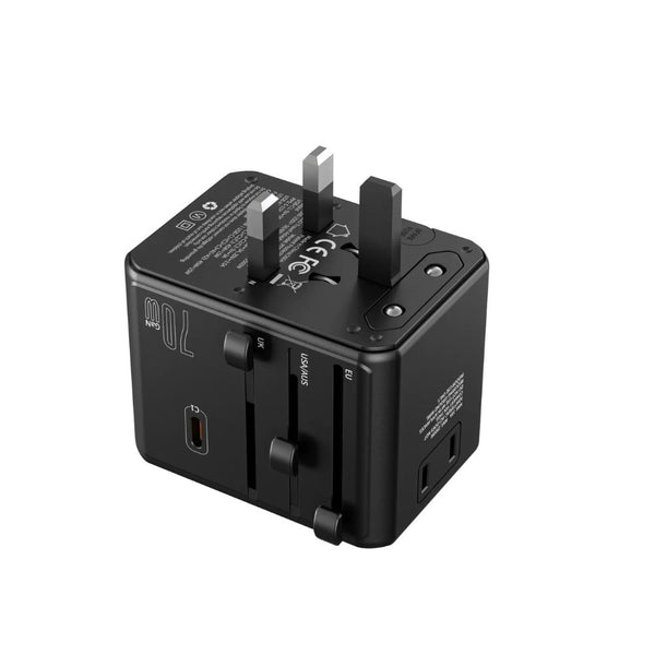Choetech PD5064 70W 8-in-1 universal travel charger with 3 USB-C 2 USB-A and 3 AC outlets Black Qatar