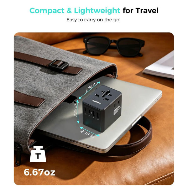 Choetech PD5064 70W 8-in-1 universal travel charger with 3 USB-C 2 USB-A and 3 AC outlets Black Qatar