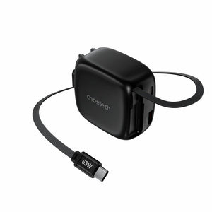 Choetech PD6123 65W GaN wall charger with retractable USB-C cable and USB-C USB-A ports Qatar