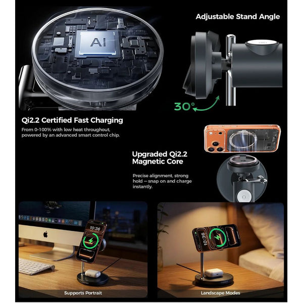 Choetech T641-G MagLeap 25W Qi2.2 Wireless Charging Station with cooling fan Qatar