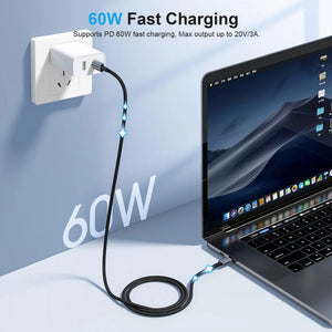 Choetech XCC-1015 60W PD USB-C to USB-C nylon braided cable 2M Black Qatar